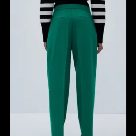Zara Crossover Pleated Green Pants Size S - Picture 6 of 7